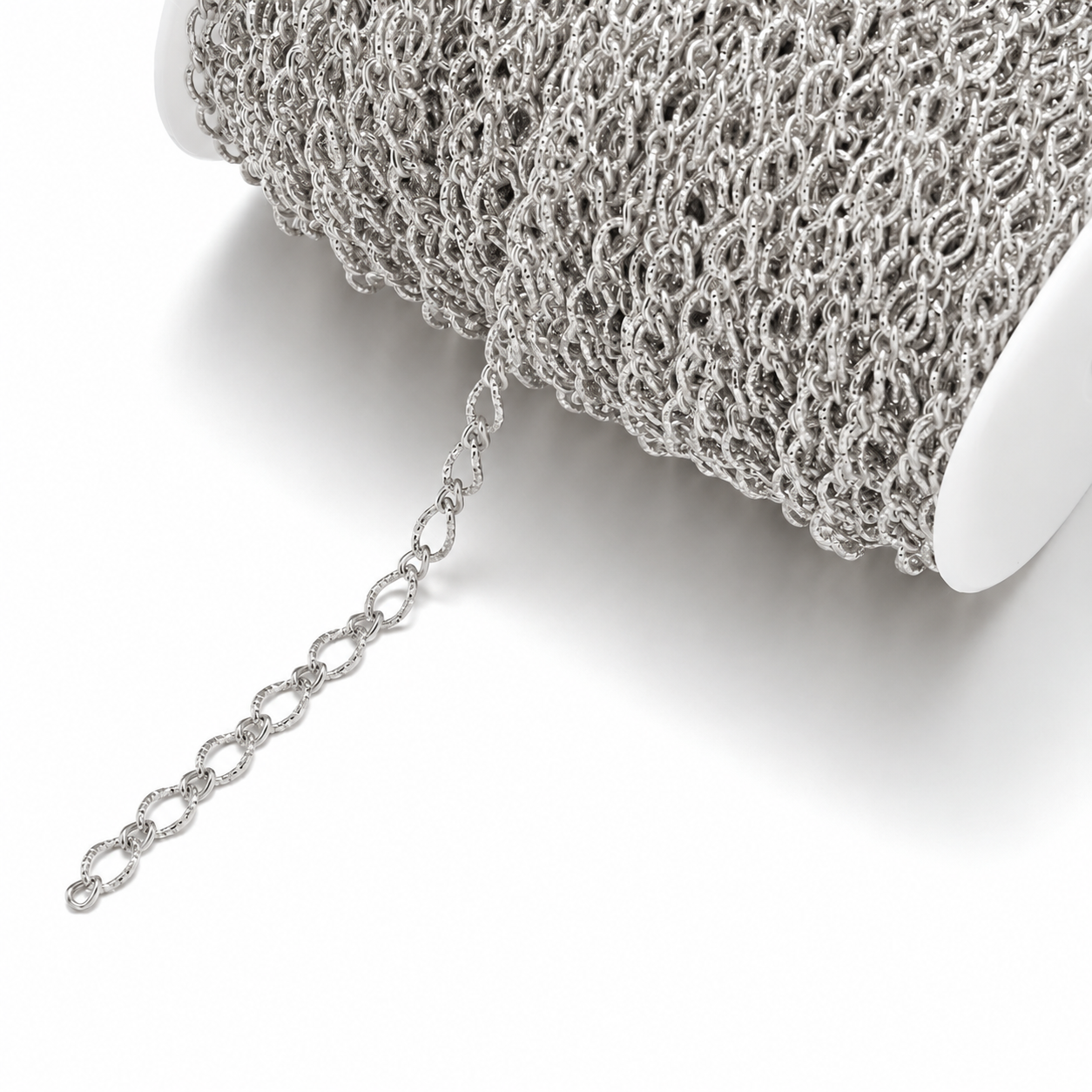 DIYS265 Oval Embossed Loop Chain Silver ( 1 feet ) PVD Plated