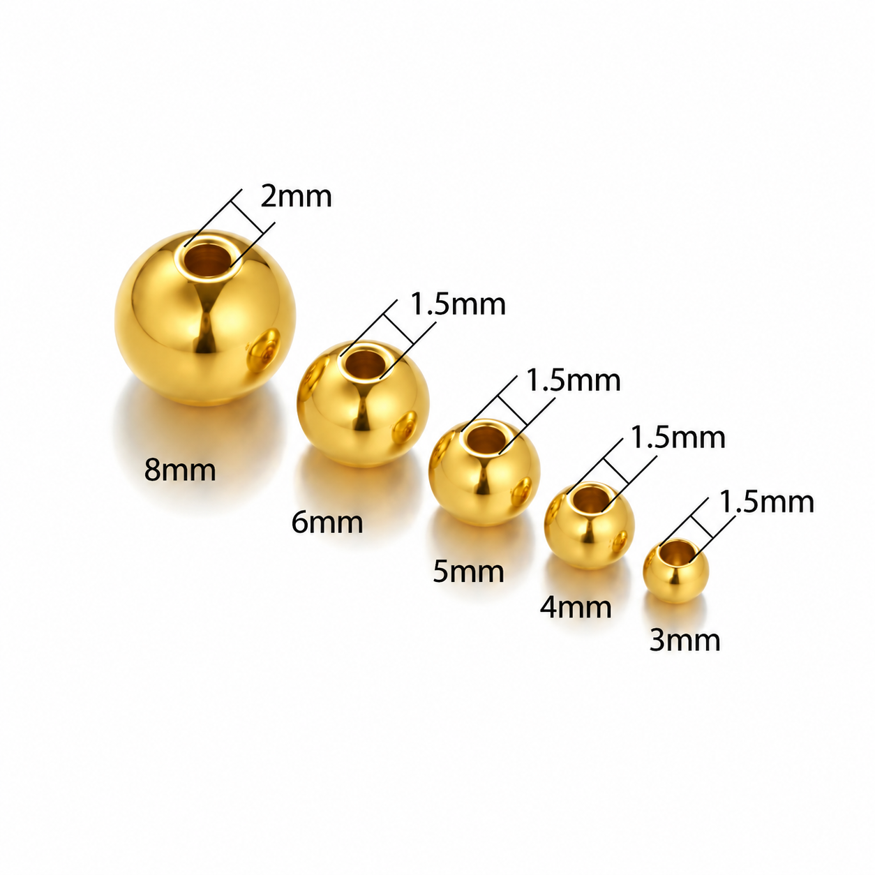 SSB20 Round Spacer Bead Gold( 1 pc ) PVD Plated