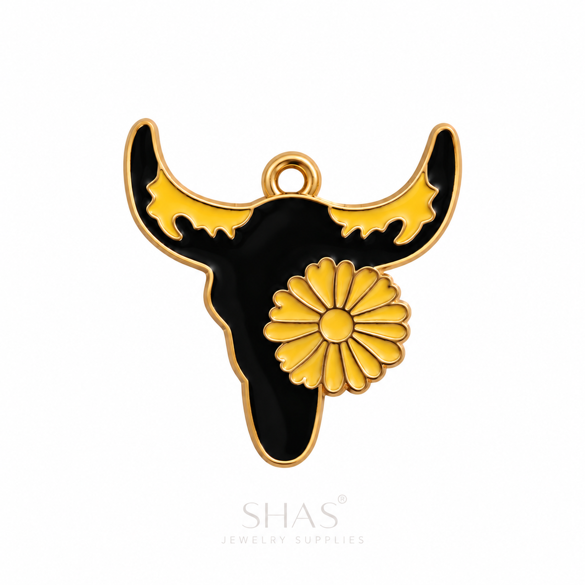 EC07R Sunflower Bull Enamel Charm ( 1 pc ) High Quality Shine