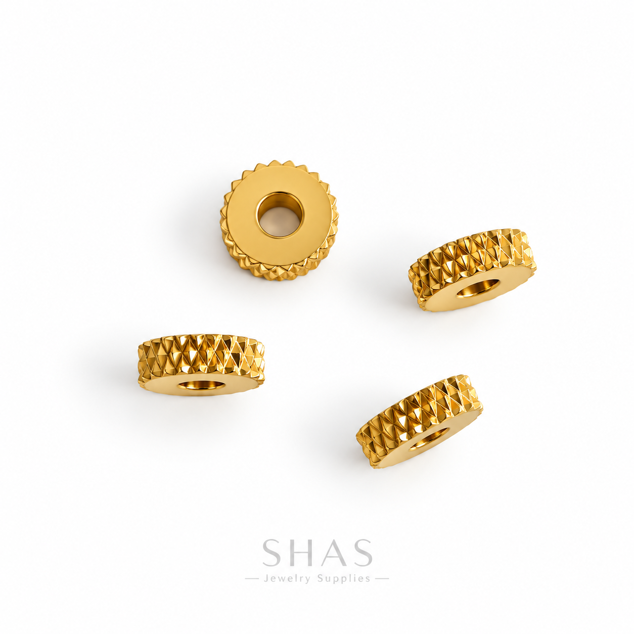 SSB09 Flat Gear Spacer Bead Gold ( 1 pc ) PVD Plated
