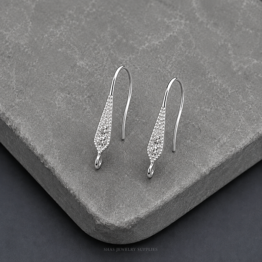 ZS01W Zircon Hook 18k gold Plated ( 2 pc )