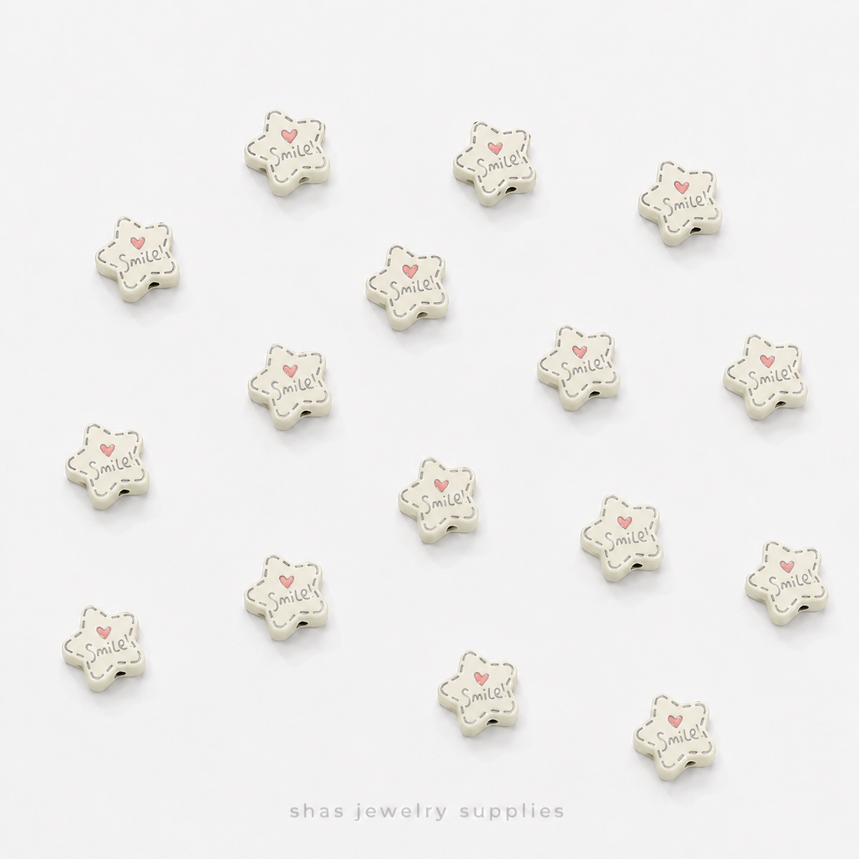 APB07 Smile Star Alloy Printed Bead ( 1 pc )