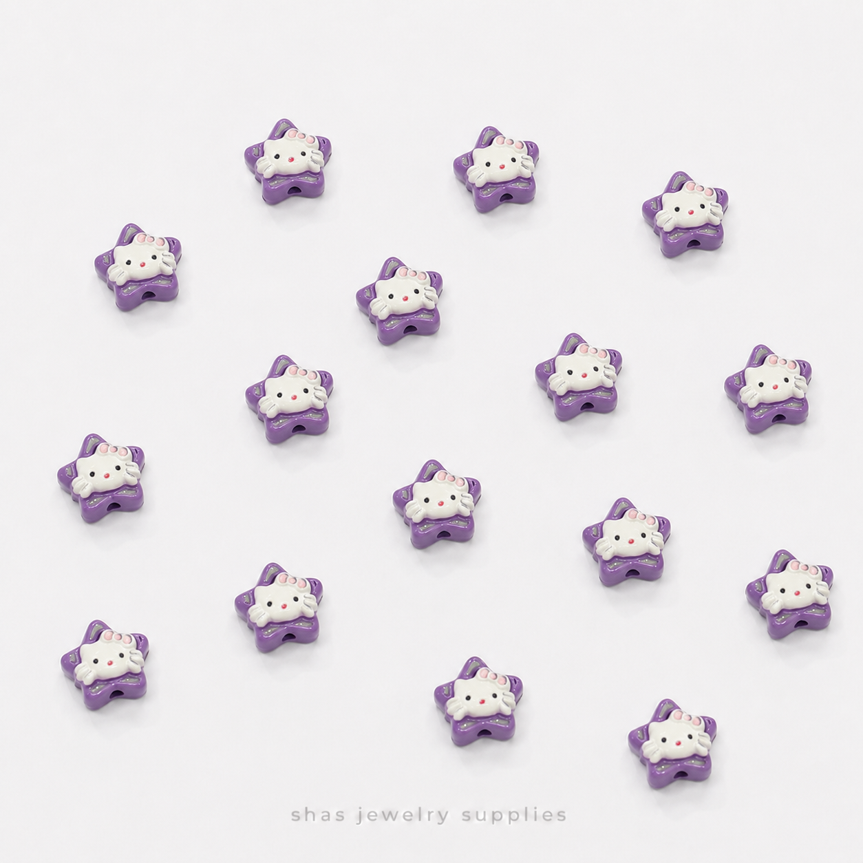 APB08C Star Kitty Alloy Printed Bead ( 1 pc )