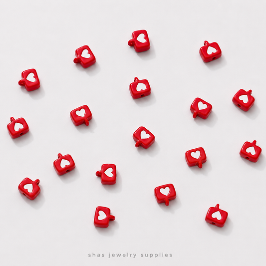 APB09A Heart Text Bubble Alloy Printed Bead ( 1 pc )