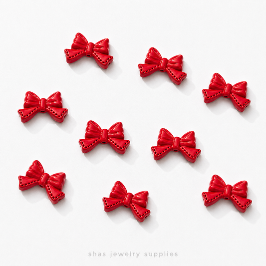 APB01 Coquette Bow Alloy Printed Bead ( 1 pc )