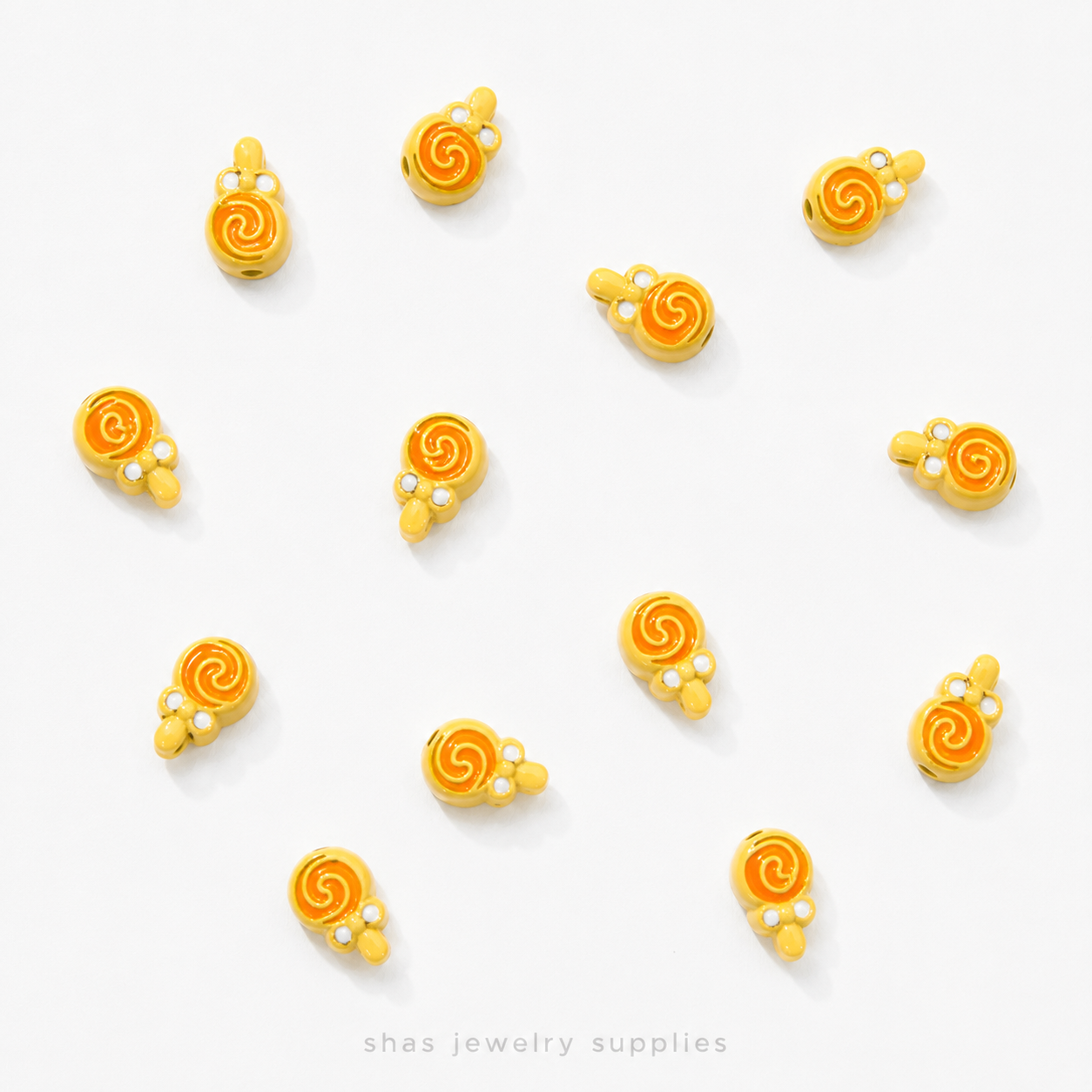 APB03 Lollipop Alloy Printed Bead ( 1 pc )