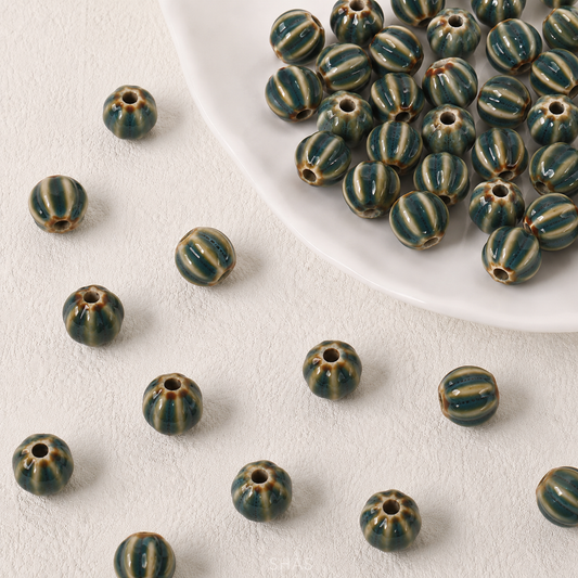 PCB01 Retro Small Watermelon Ceramic Bead ( 1 PC ) Porcelian Ceramic