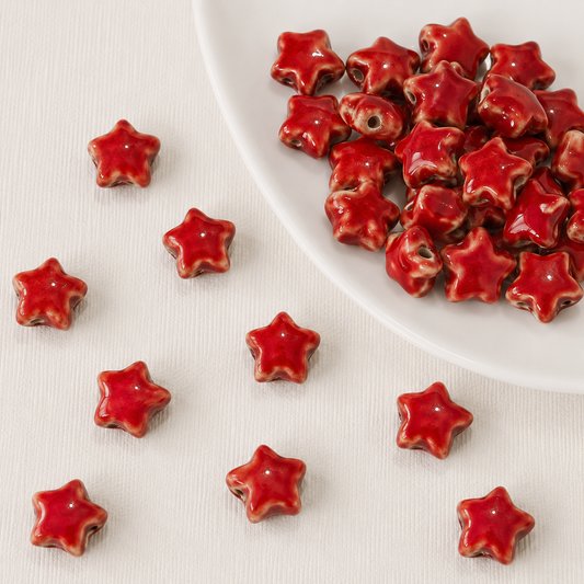 PCB04 Chunky Star Ceramic bead ( 1 pc ) Porcelian Ceramic ( 15 mm )