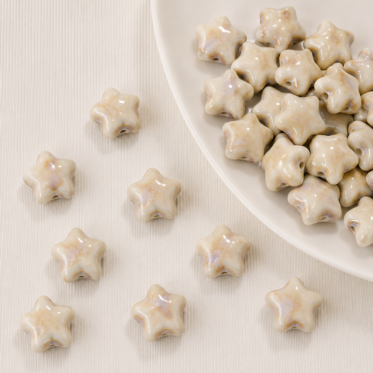 PCB04 Chunky Star Ceramic bead ( 1 pc ) Porcelian Ceramic ( 15 mm )