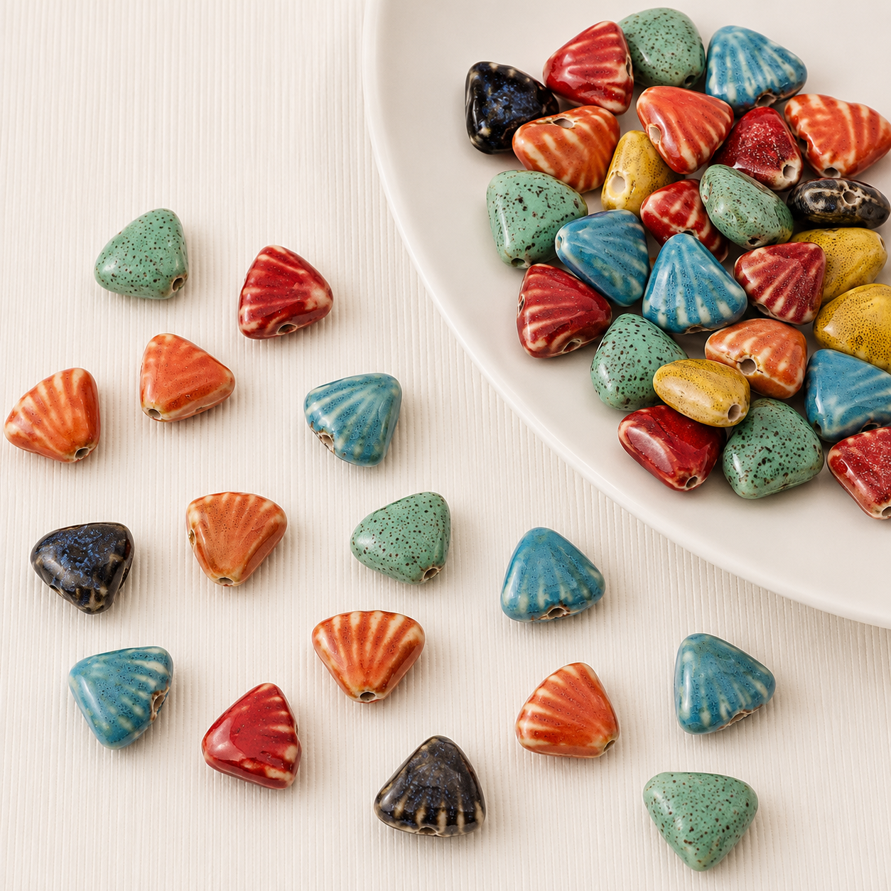 PCB03 Scallop Shell Ceramic bead ( 1 pc ) Porcelian Ceramic