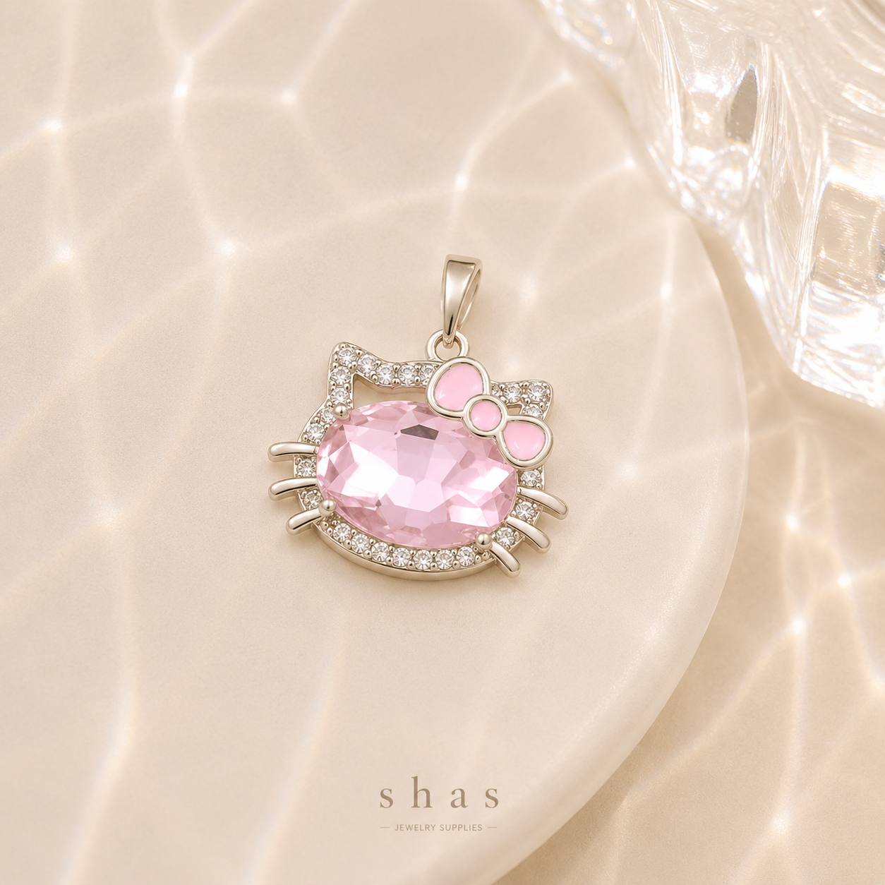 GPC16J Hello Kitty Zircon charm ( 1 PC ) Premium Plated
