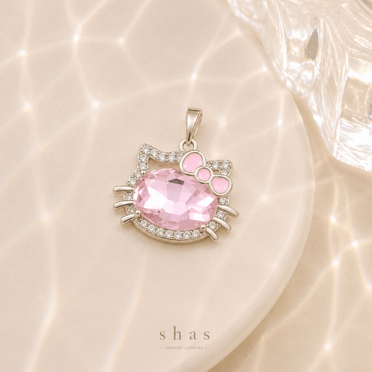 GPC16J Hello Kitty Zircon charm ( 1 PC ) Premium Plated
