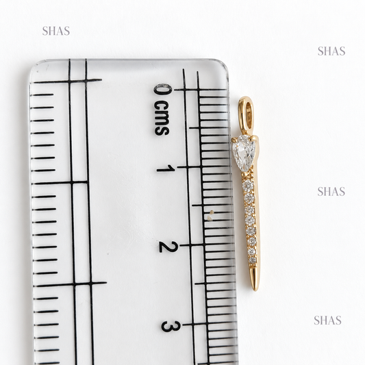 SC20W Long Tear Drop Zircon Charm ( 1 pc ) 18k Gold PVD Plated