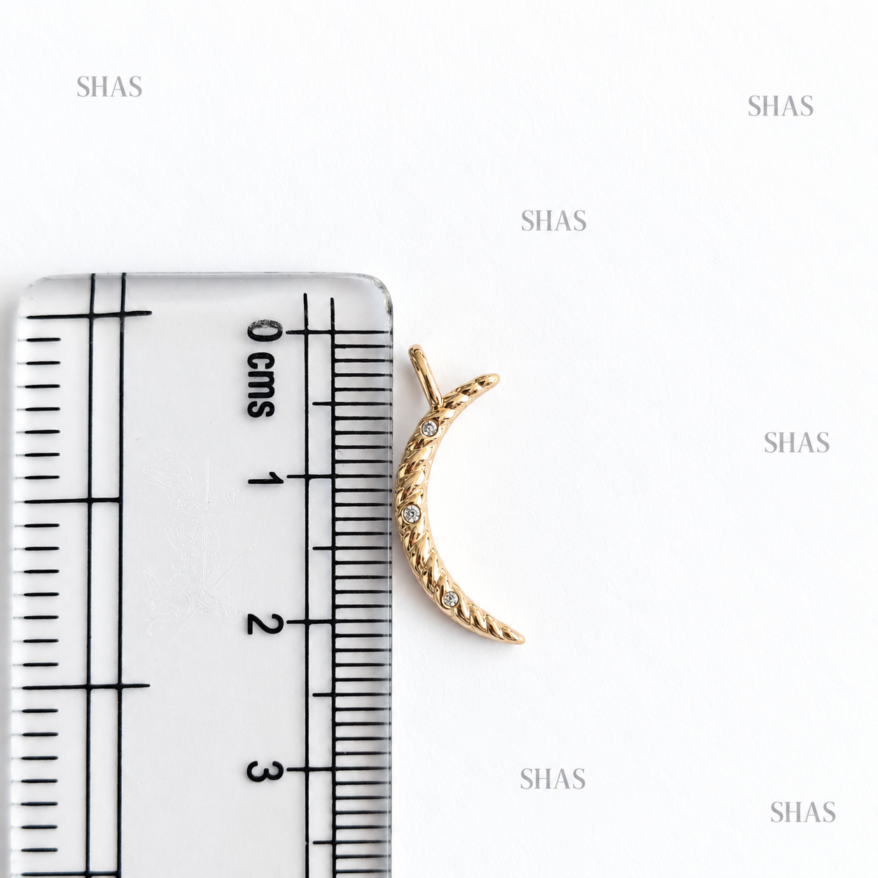 SC20M Crescent Moon Zircon Charm ( 1 pc ) 18k Gold PVD Plated