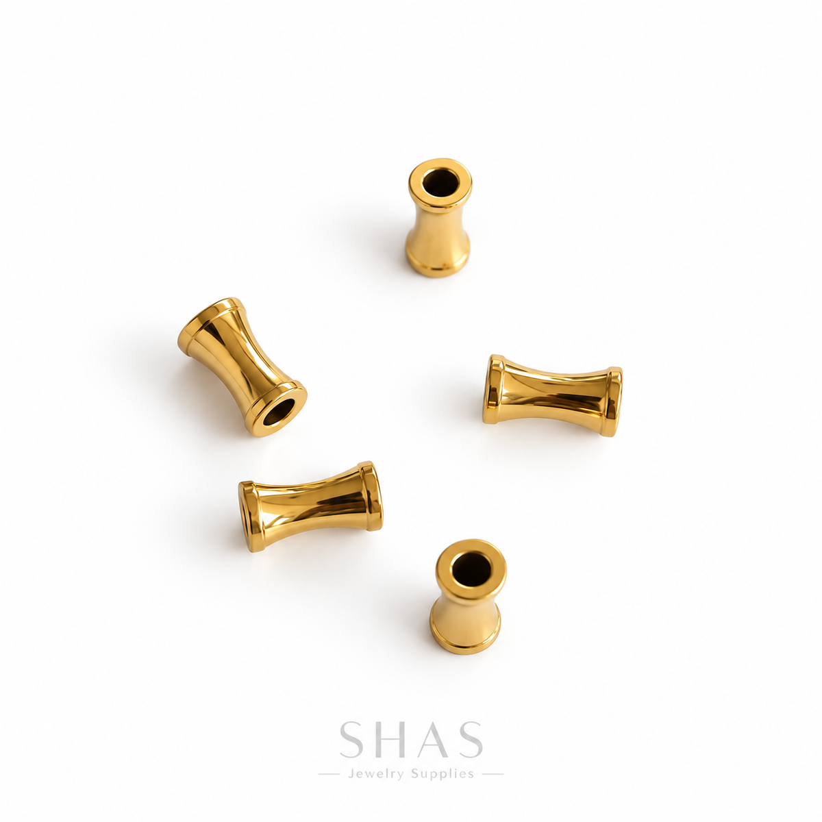 SSB03 Bamboo Spacer Bead Gold ( 1 pc ) PVD Plated