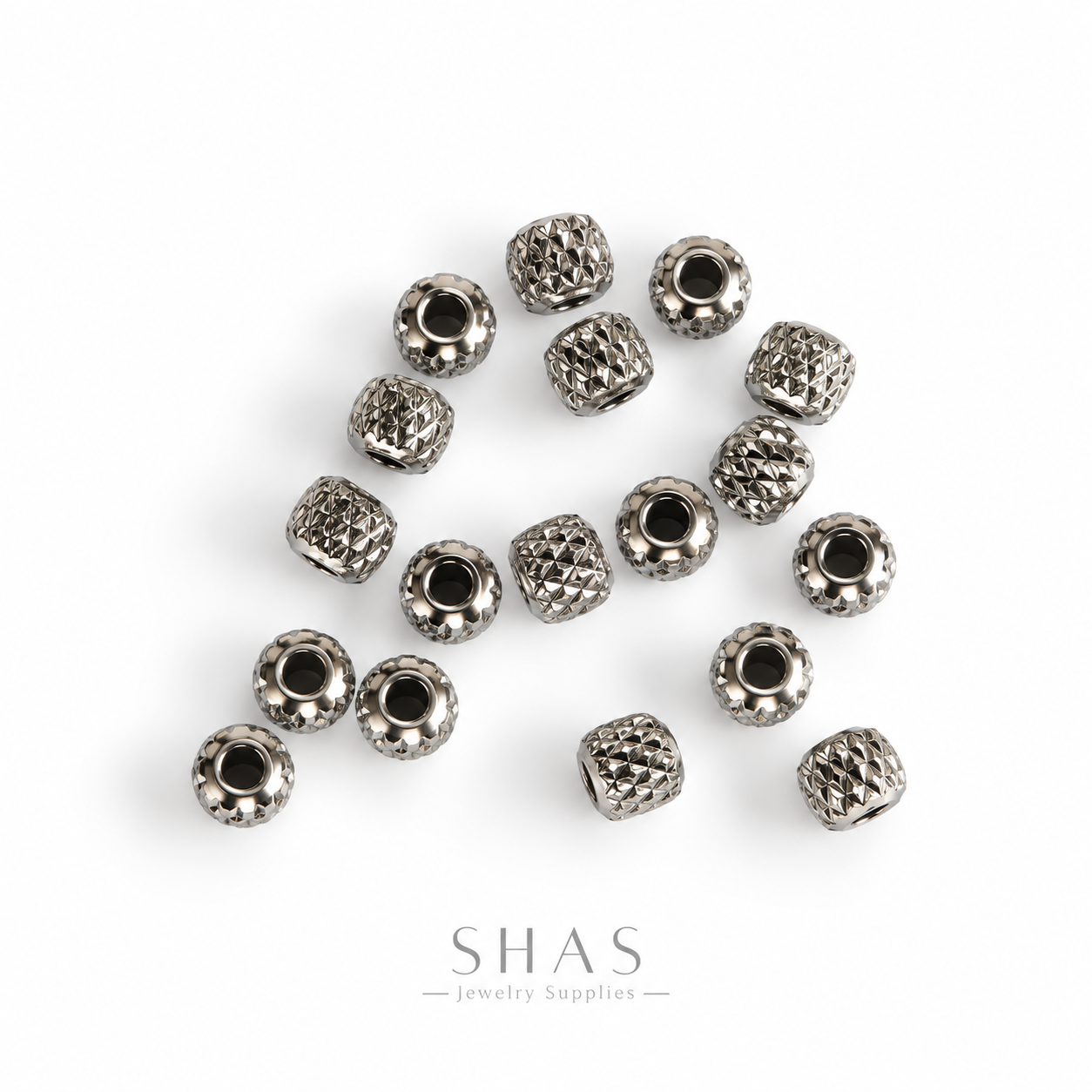 SSB12 Textured Rounded Spacer Bead Silver ( 1 pc ) PVD Plated