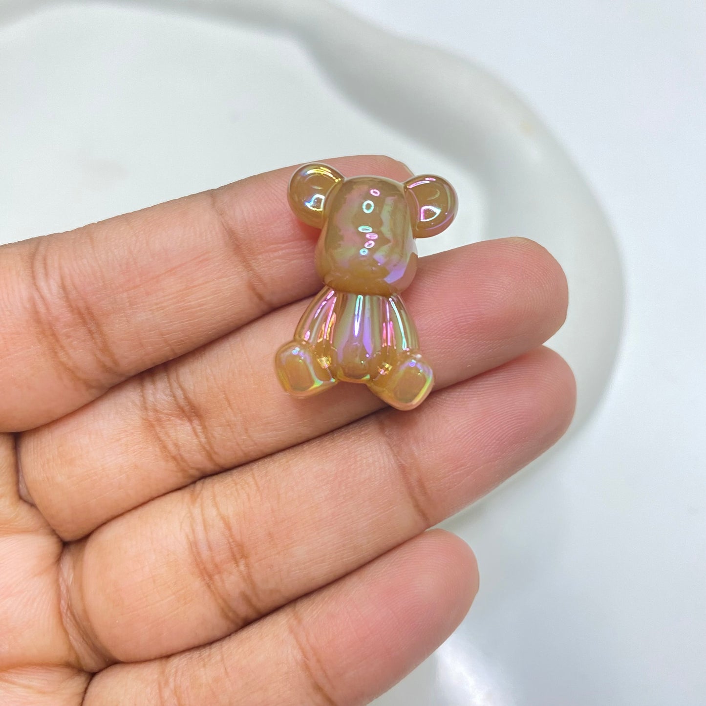 BBB 134 (A) Luminous Bear uv plated shiny irrediscent Acrylic bead ( 1 pc )