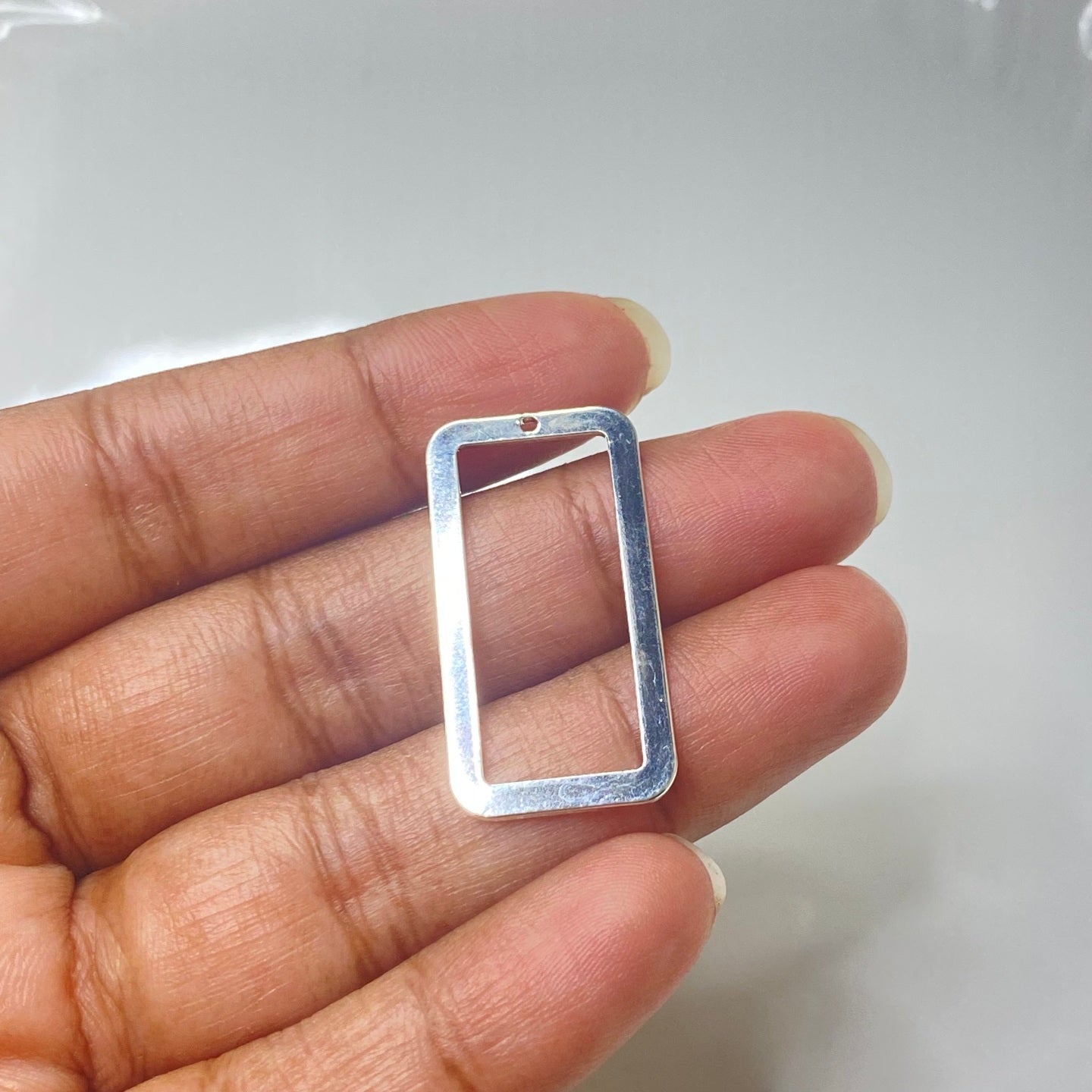 SS 292 Rectangle silver plated charm
