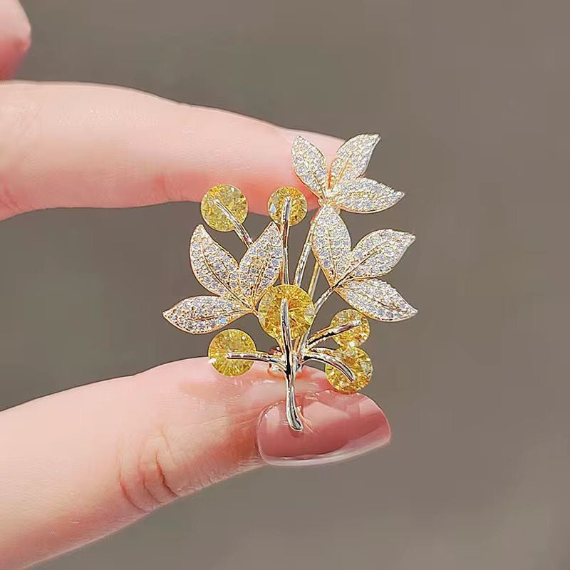 BR 53 Autumn Lucky Tree Zircon Brooch ( 1 PC ) Anti Resistant