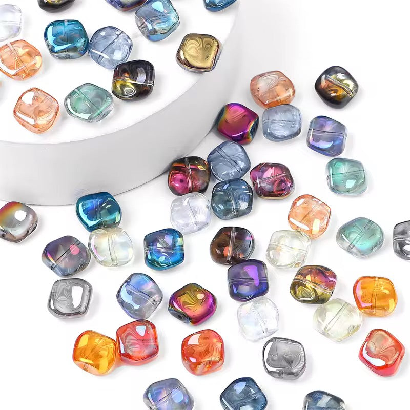 BBB 355 (b) Dark Orange Irregular Iridescent glass bead ( 1 pc ) Lampwork Bead