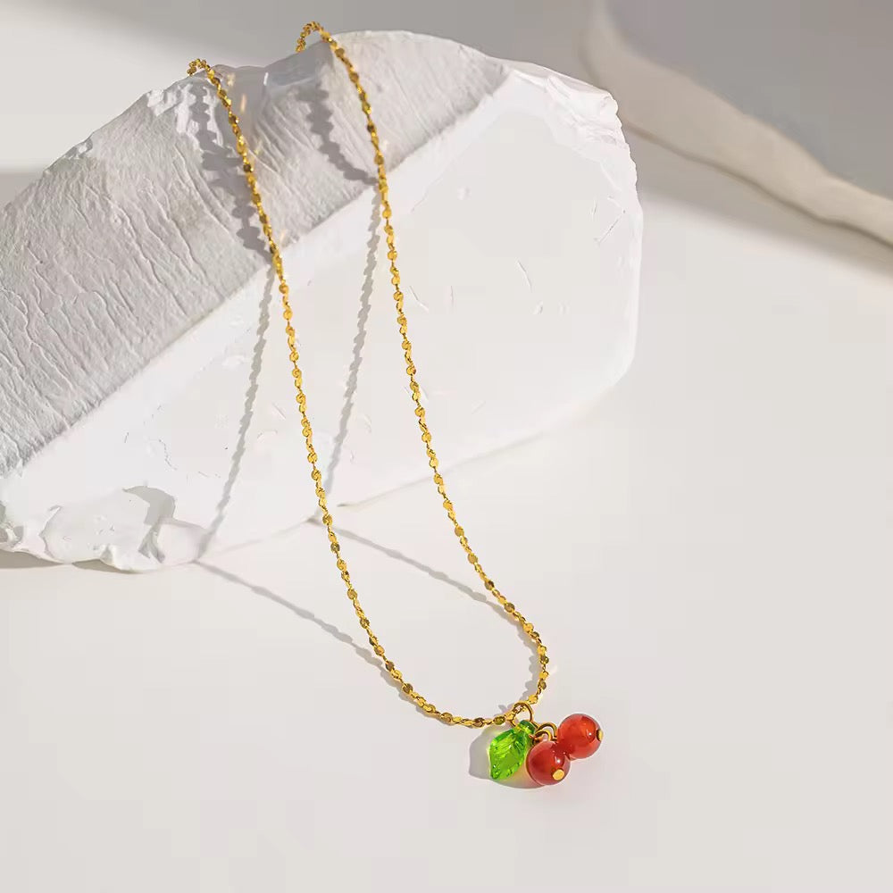 SS 185 Cherry Necklace - 18k gold plated stainless steel - Anti tarnish - Wholesale