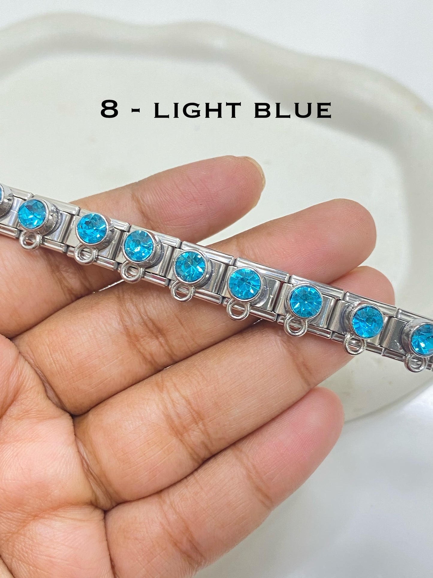 Italian charms zircon with loop bracelet ( part 3 ) stainless steel ( 1 pc ) Anti tarnish