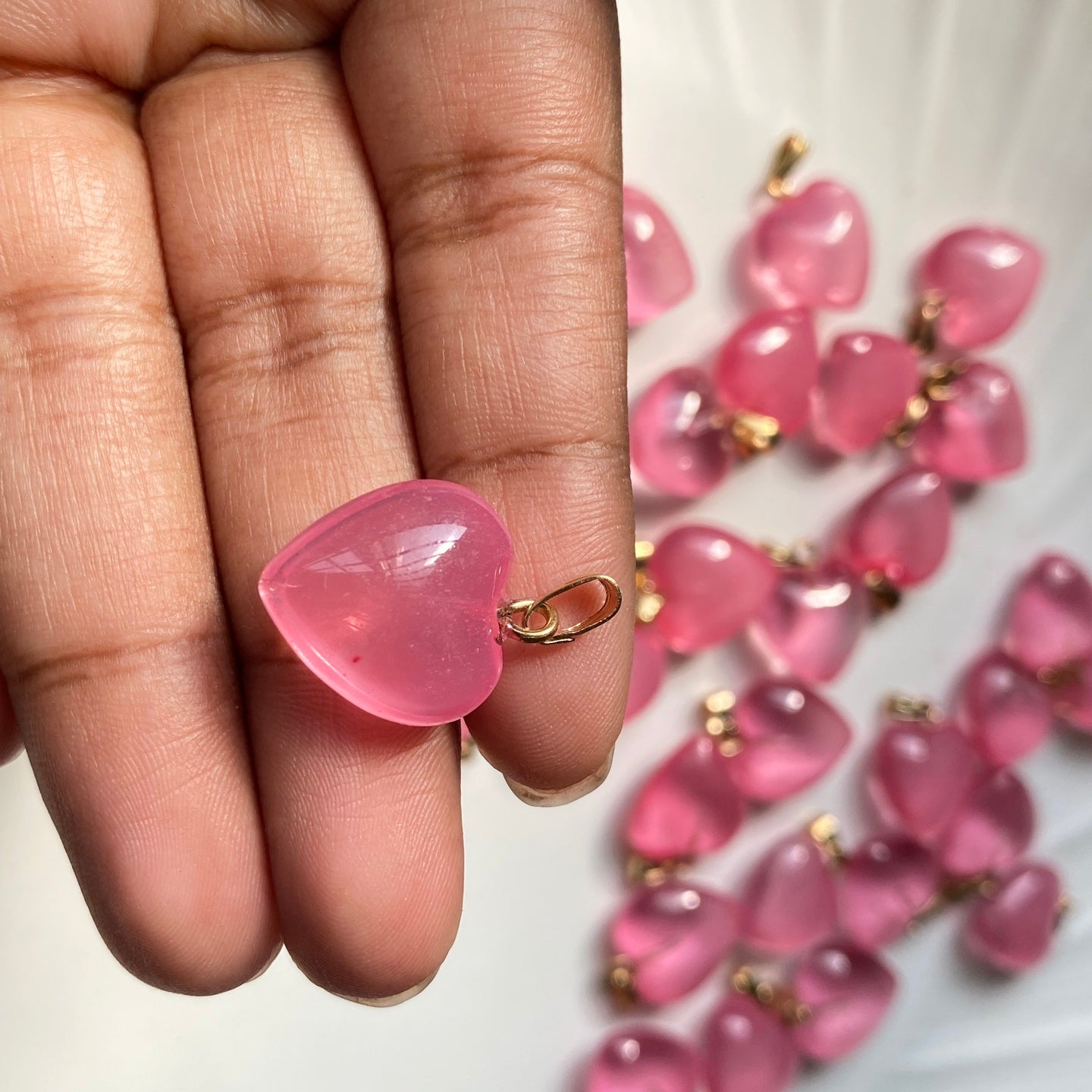 GB590 pink big heart glass pendant
