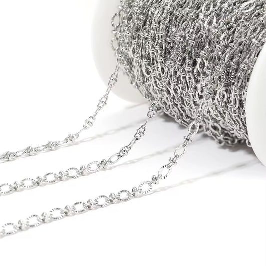 CN 22 Textured Oval 18k Gold Stainless steel chain ( 1 Feet ) Anti tarnish