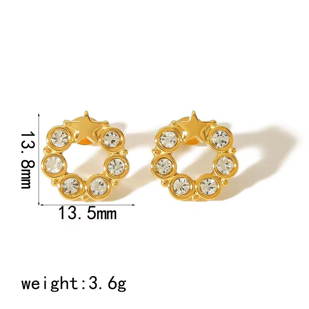 SJ 1133 Zircon studs - 18k Gold PVD plated stainless steel - Anti tarnish