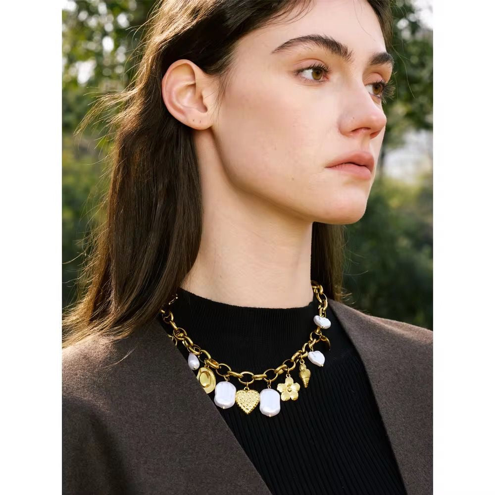 SJ 500 chunky charm necklace- premium collection - 18k Gold PVD plated stainless steel - Anti tarnish