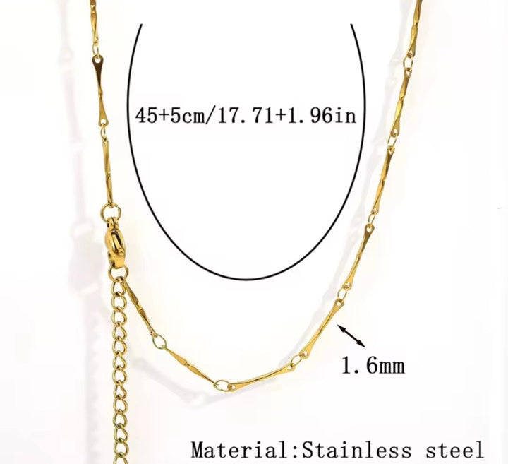 RC 68 Bar Link Ready made chain 18k Gold PVD plated 316 Stainless steel ( 1 pc ) Anti tarnish ( 1.6 mm ) with extension