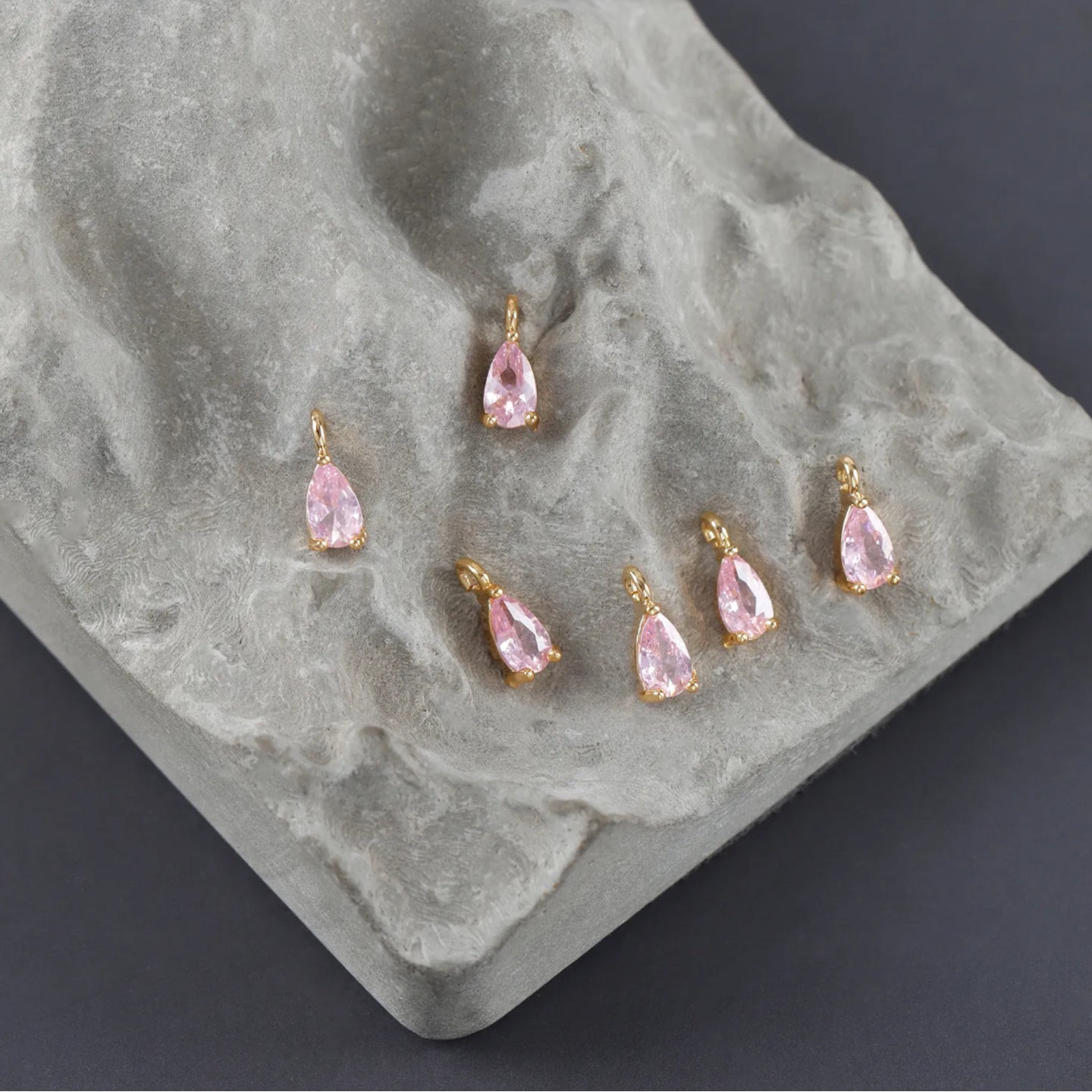 BBB 144 (E) Zircon crystal teardrop charm gold plated ( 1 pc ) Anti tarnish