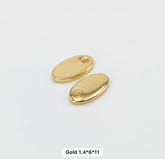 SS 1018 - Oval 2 gold plated Stainless steel stamping blank ( 1 pc ) Anti tarnish