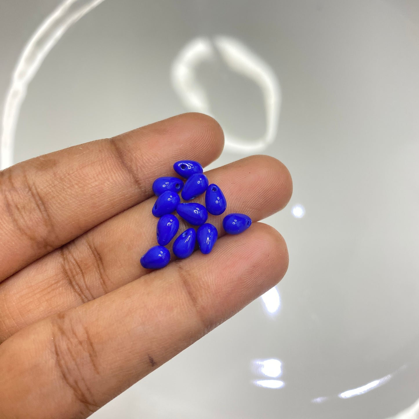 BBB 107 (H) Czech pressed Glass Teardrop Beads Opaque sapphire - (1PC)