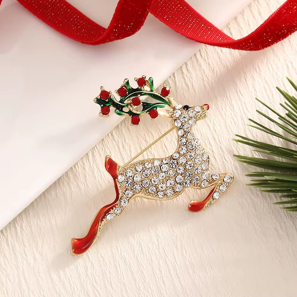 BR 79 Reindeer Christmas Zircon Brooch ( 1 PC ) Anti Resistant