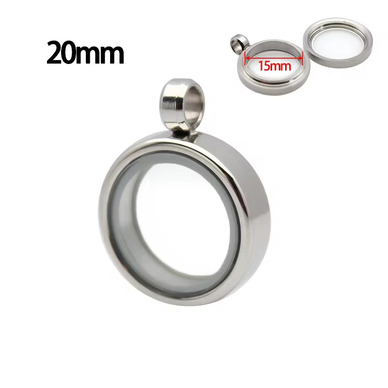 FL 2542 Floating Glass Locket Steel plated stainless steel ( 1 pc ) - anti tarnish
