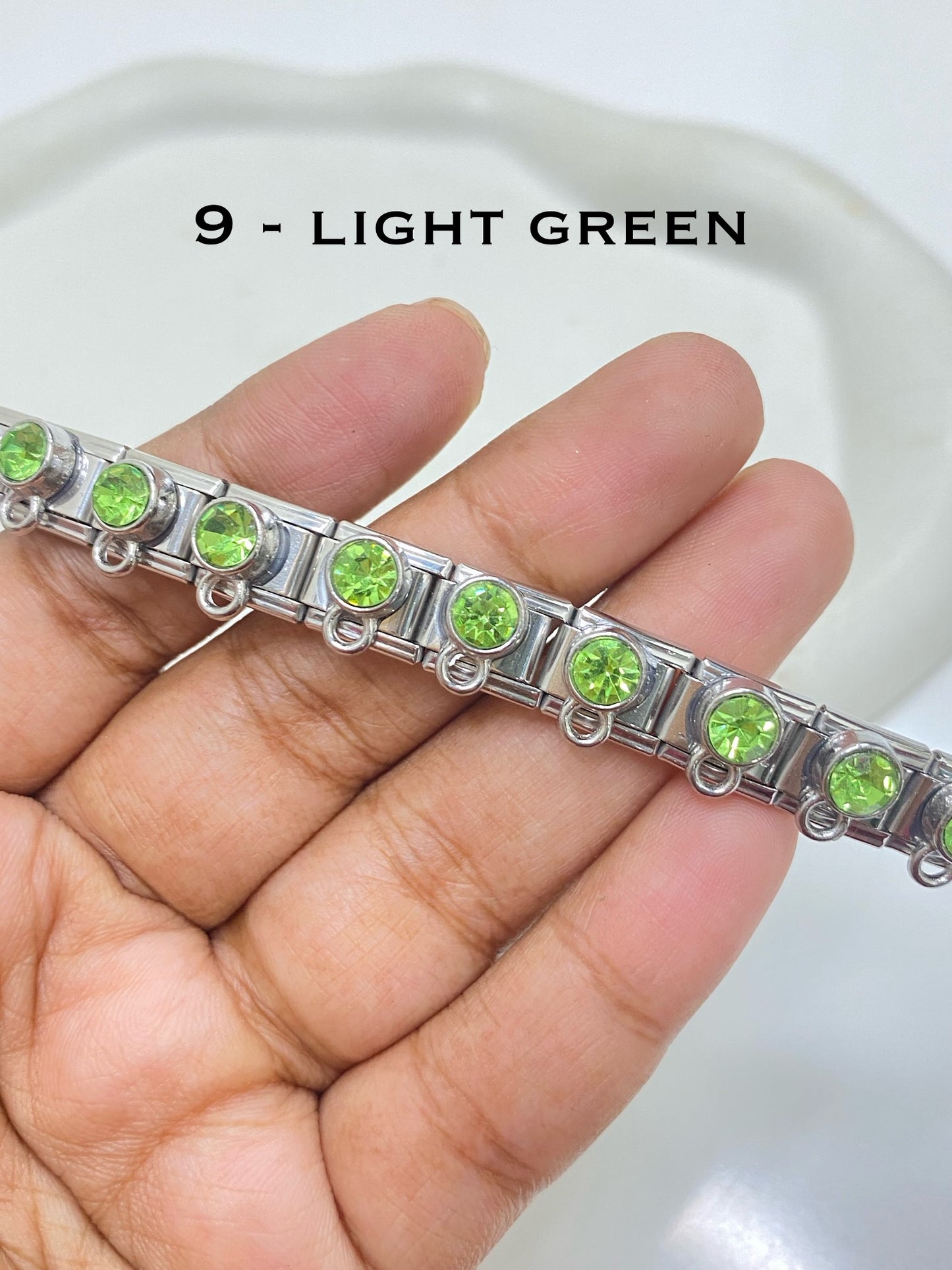 Italian charms zircon with loop bracelet ( part 3 ) stainless steel ( 1 pc ) Anti tarnish