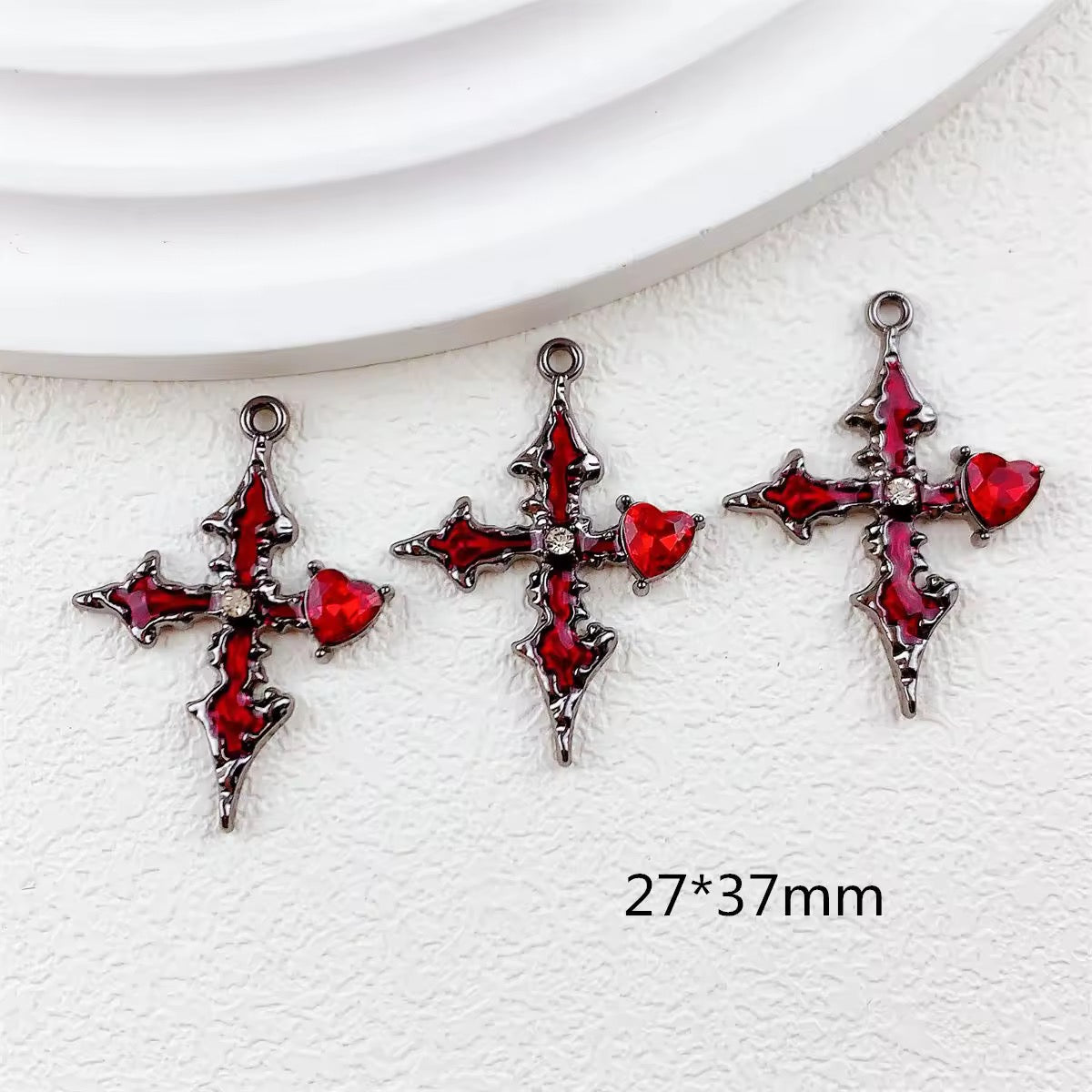 BBB 319 (h) Heart Cross Moon Dark Style Y2K charm ( 1 pc ) High quality Alloy
