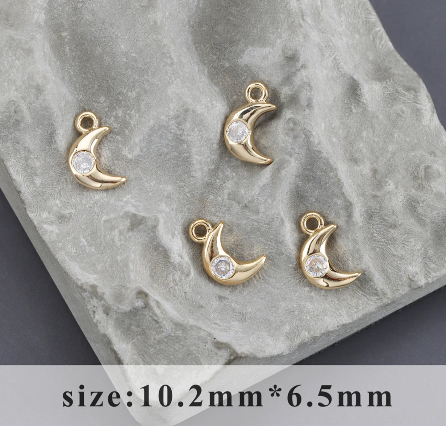 GPC22F Moon Zircon charm ( 1 pc ) 18k gold plated