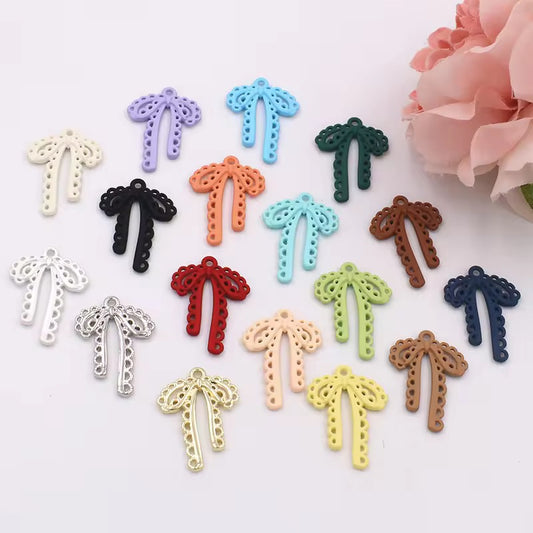 BBB 342 (r) Silver Bow Spray painted Charm ( 1 pc ) High Quality Alloy ( 28:20 mm )