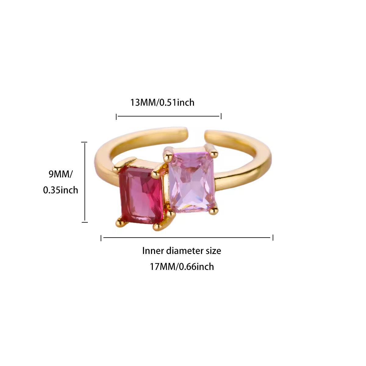 RSJ31B pink shade zircon square ring - 18K Gold PVD plated