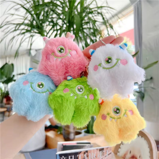 Light Pink Big Eyes Monster 3D Plush Toy Keychain ( 1 pc ) ( 10 cm )