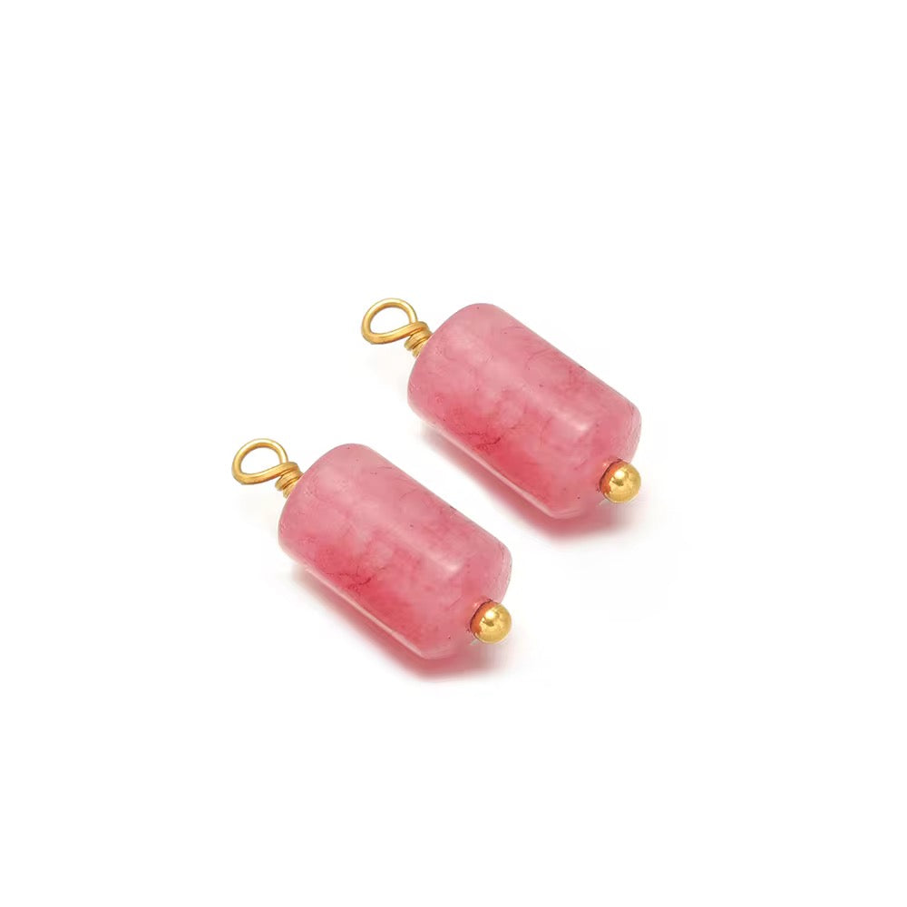 SS 2750 Gemstone Cylinder Pendant 18k Gold plated stainless steel ( 1 pc ) anti tarnish