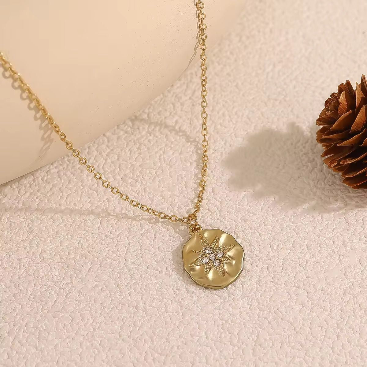 NSJ22F zircon Necklace - 18k gold PVD plated 316 stainless steel - Anti tarnish