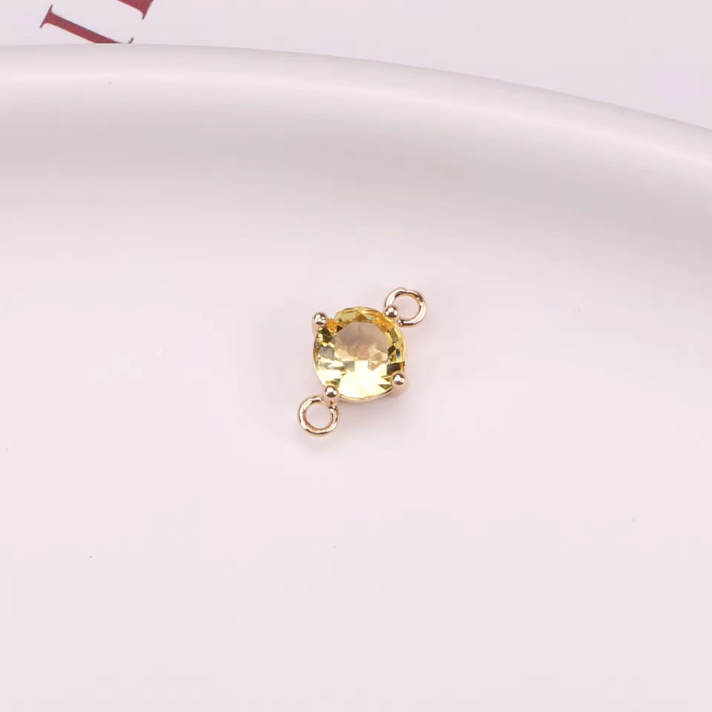 CZ 2465 Yellow CZ connector 14k gold plated ( 1 pc ) Anti tarnish