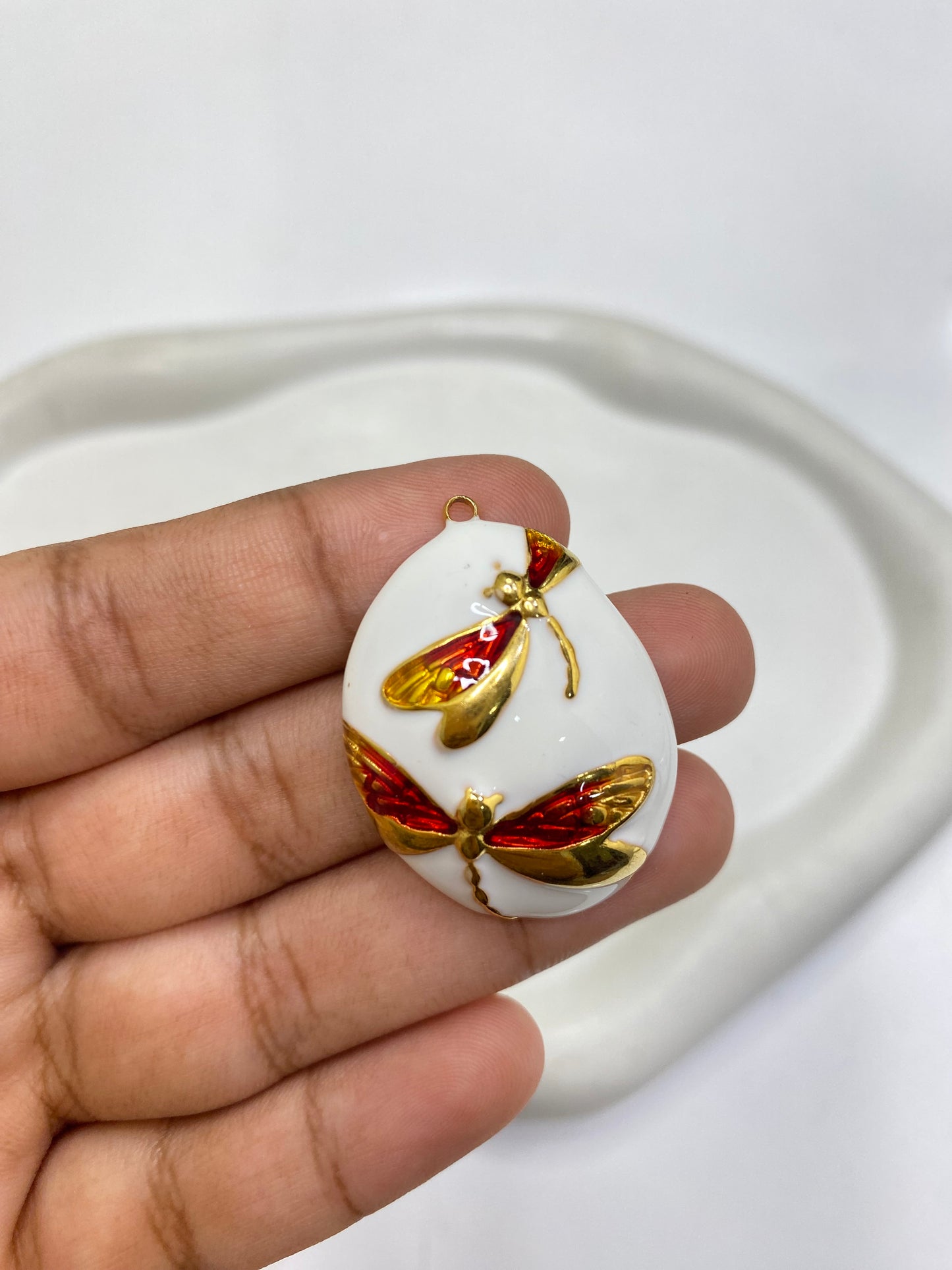 SS 2455 - dragon fly charm vintage style 18k gold plated Stainless steel ( 1 pc ) Anti tarnish