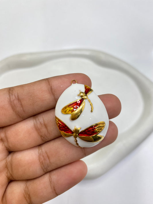 SS 2455 - dragon fly charm vintage style 18k gold plated Stainless steel ( 1 pc ) Anti tarnish