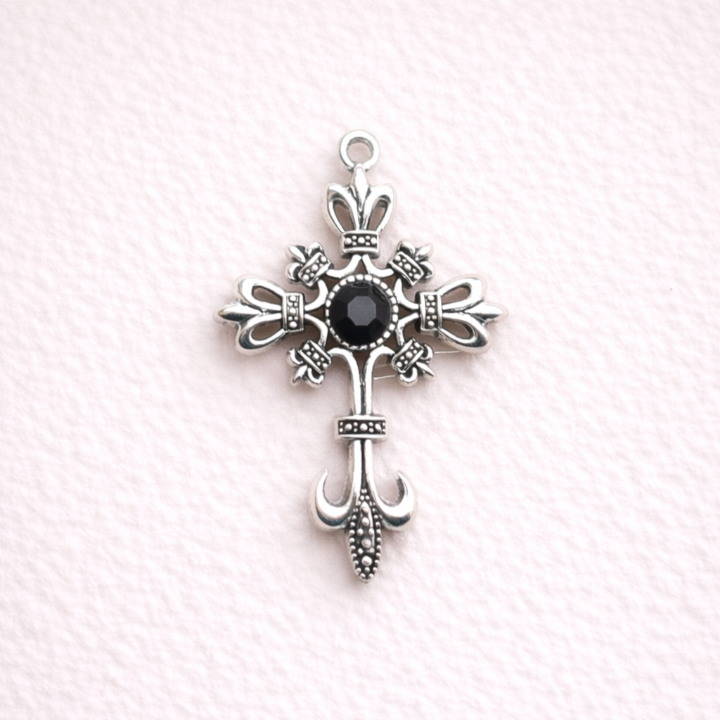BBB 364 (d) Cross Gothic Y2K charm Alloy Premium ( 1 pc ) Anti Tarnish ( 55:38 mm )