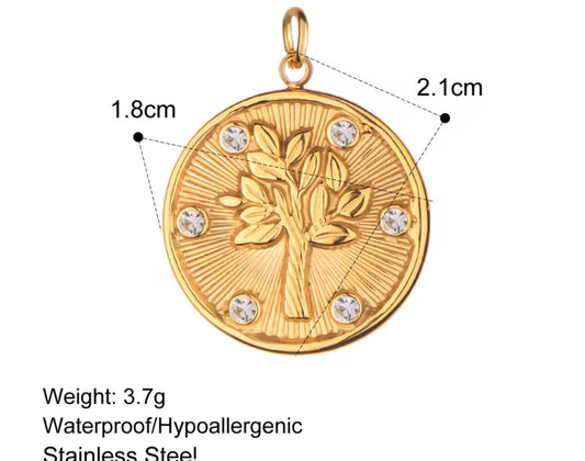SC 03 (H) zircon tree Stainless steel charm ( 1 pc ) Anti tarnish