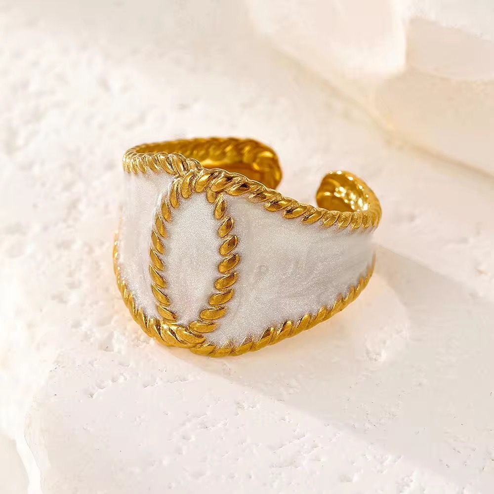 SJ 1029 White Evil Eye Enamel Ring adjustable - 18k Gold PVD plated stainless steel - Anti tarnish